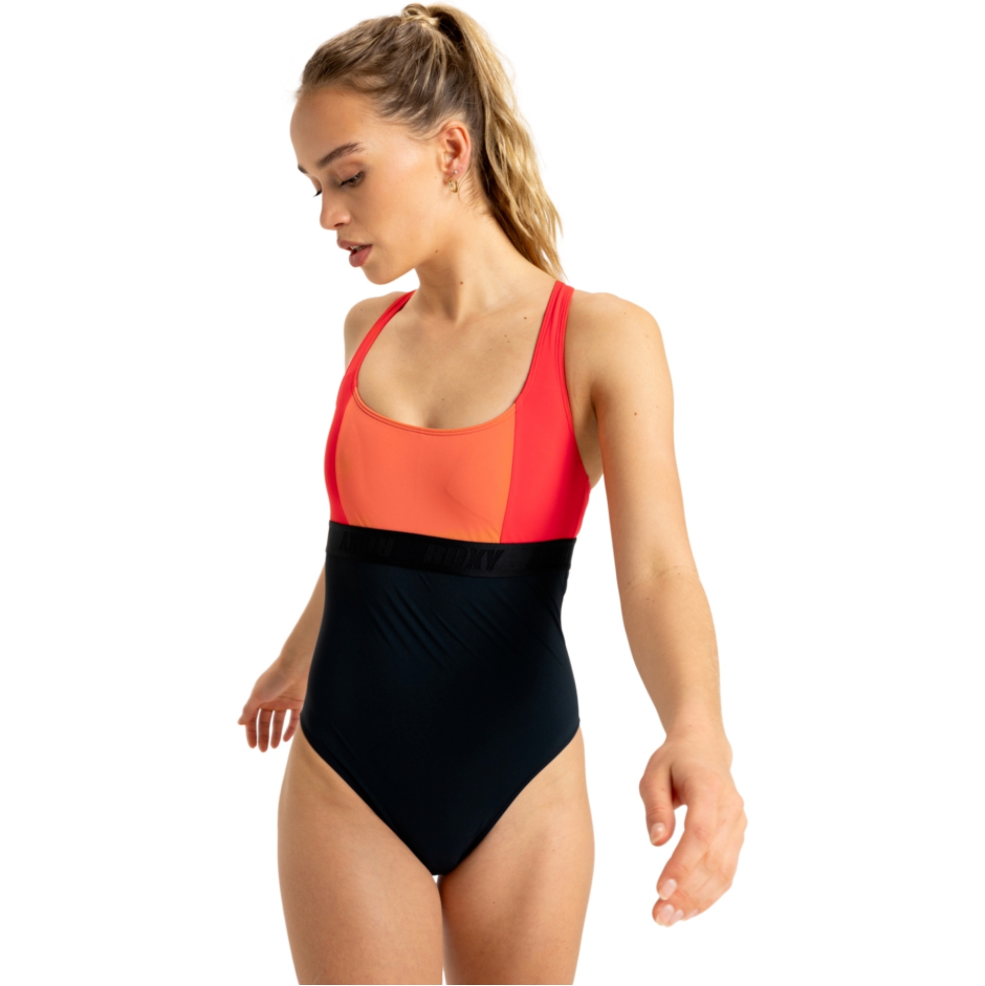 2025 Roxy Dames Active Colorblock One Piece ERJX103711 - Anthracite